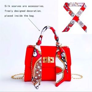 👛✨ Mini Solid Color Silk Scarf Handbag, Fashion Elegant Crossbody Bag (Red)